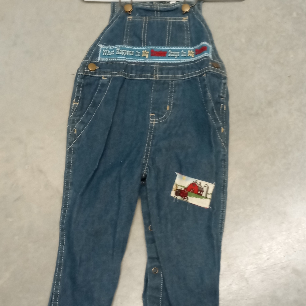 Hand Crafted Kids Denim Overalls with Farm Patch